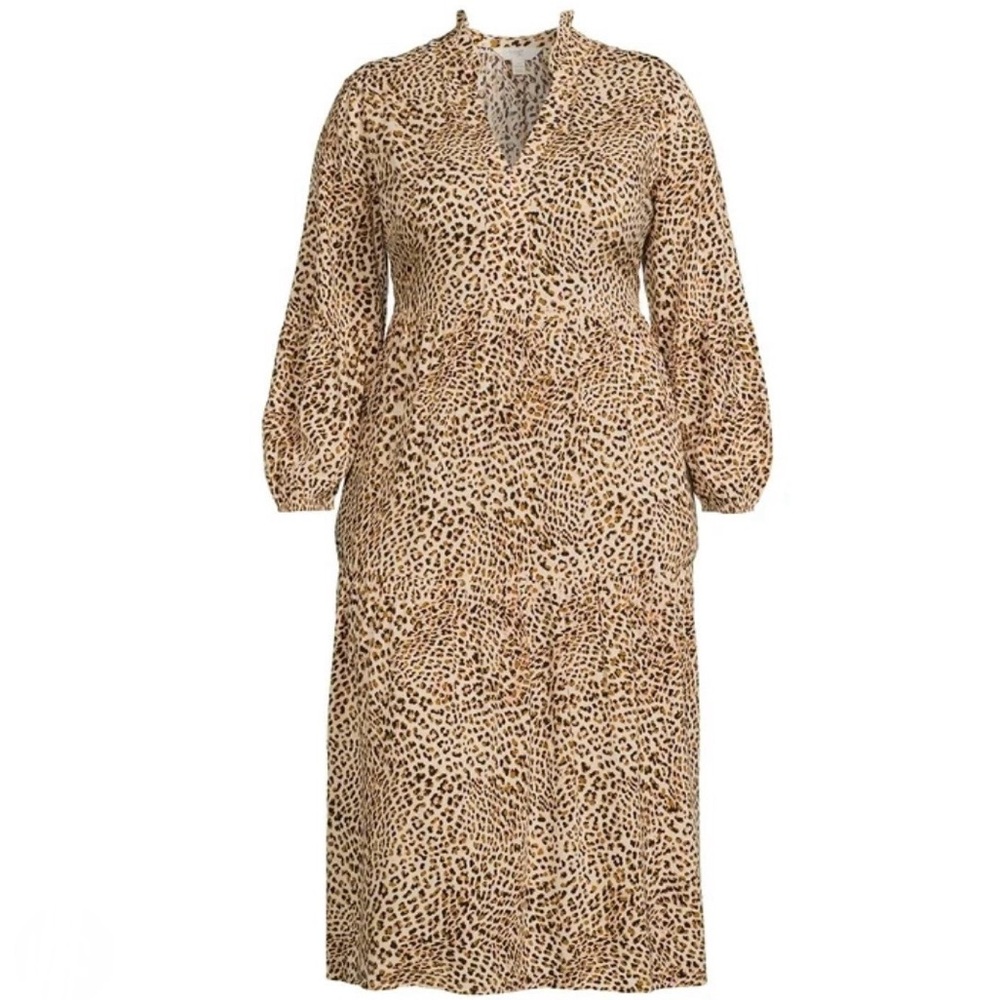 NWT! Terra & Sky Women's Plus Size Long Sleeve Printed Peasant Midi Dress